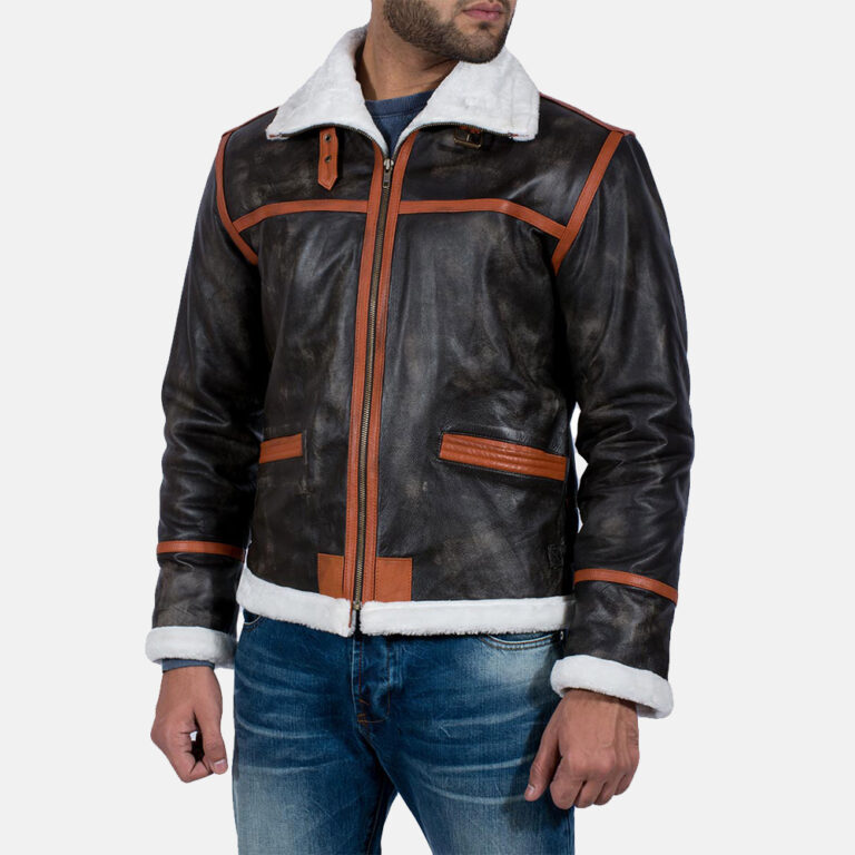 Mens Alpine Brown Fur Leather Jacket 7-1491386291560